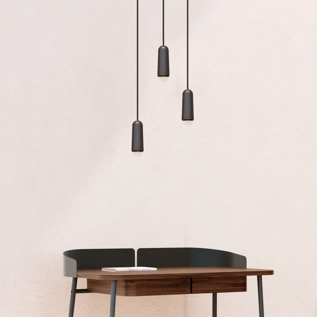 Luce Small long suspension, black stained oak