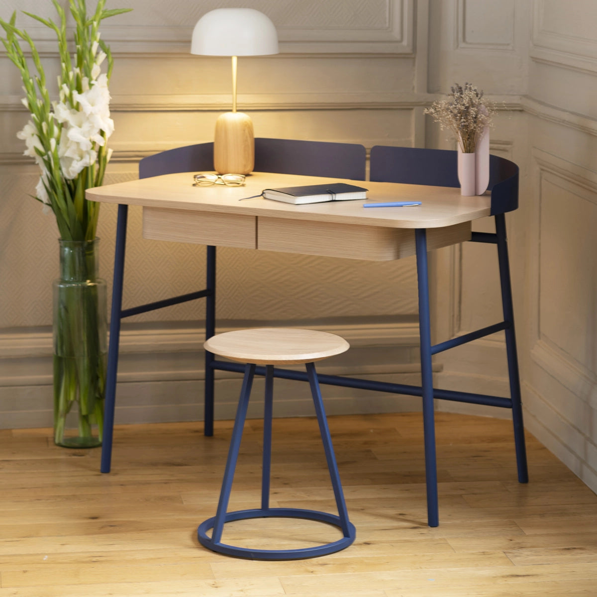 gustave tabouret chene bleu mat 2